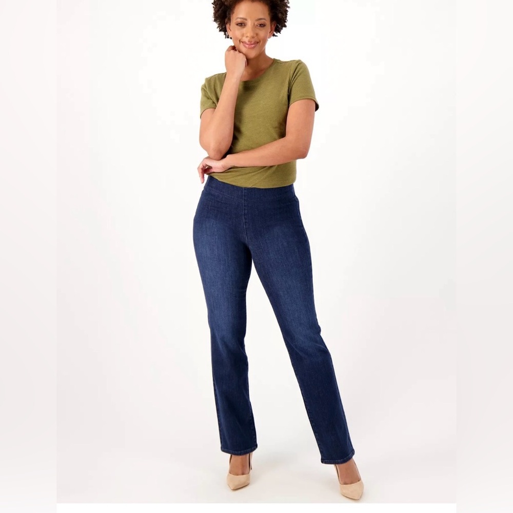 NYDJ XL Dark Indigo Straight Leg Jeans Sculpt Her w/Lift Tuck Technology Pull On